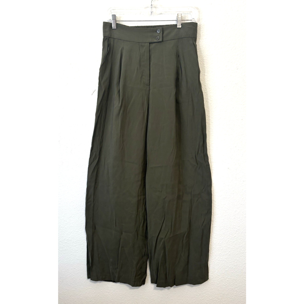 Jessica Simpson Melba Pleated Wide-Leg Trouser Olive Long Tall Size 8 Corpcore